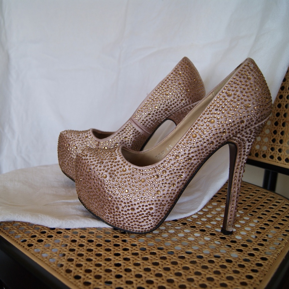 Blush Jeweled Heels